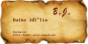 Balko Júlia névjegykártya